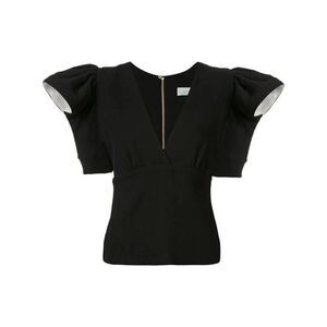 Silvia Tcherassi Blouse Size S Plunging V Neck Dramatic Puff Sleeve Avant‎ Garde